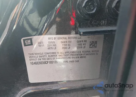 2012 Buick Lacrosse Leather Group из США, поврежденный, VIN 1G4GC5E39CF185135